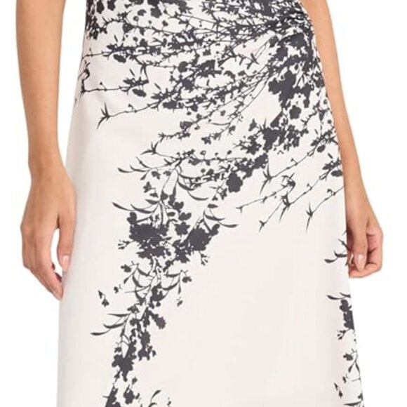 Women's Ruched Waist Asymmetrical Midi Boat Neck Short Sleeve-Special Occasion W